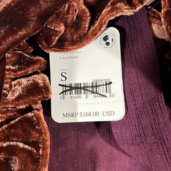 FREE PEOPLE GUM DROP VELVET MINI DRESS IN CHOCOLATE NWT - Picture 9 of 10